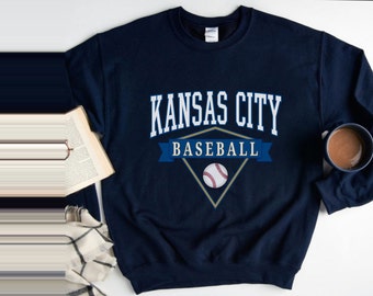 Kansas City Baseball Crewneck, Kansas City Sweatshirt, Vintage Style Game Day Pullover Sweater