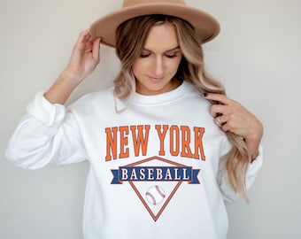 New York Baseball Crewneck, New York Sweatshirt, Vintage Style New York Pullover Sweater