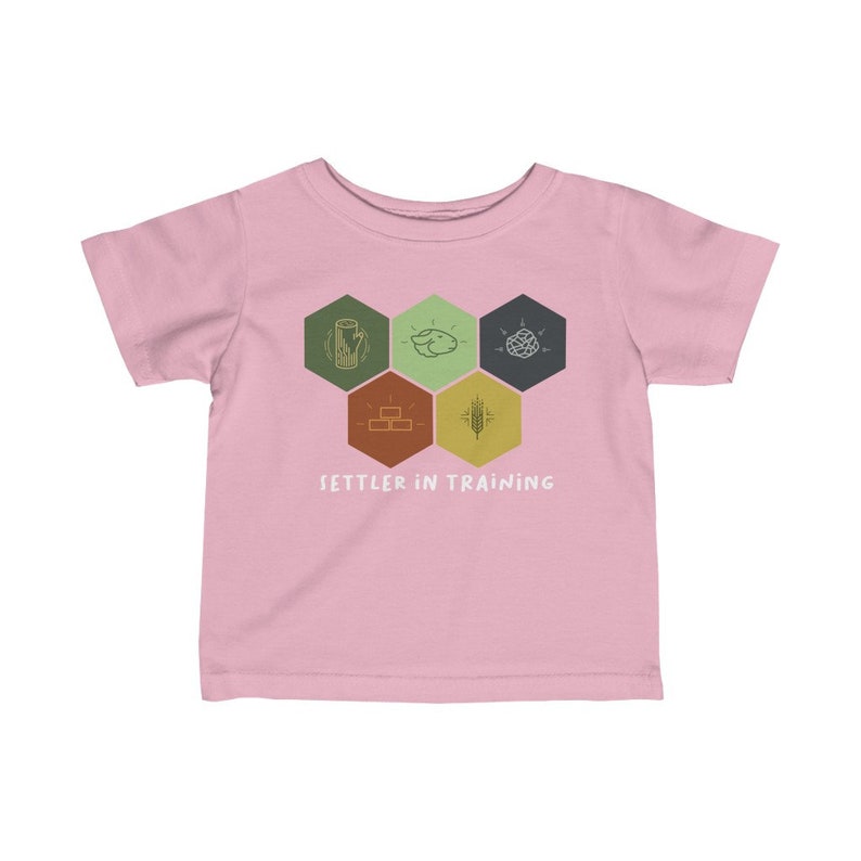 Settler in training, Catan t shirt, Catan Resource Hexes, Baby Board Gamer, Infant Fine Jersey Tee image 7