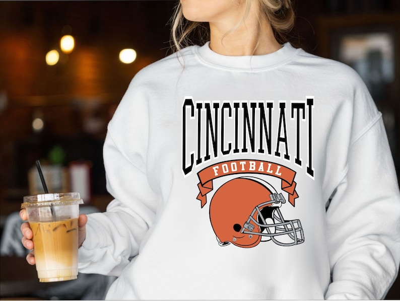 Cincinnati Football Crewneck, Vintage Sweatshirt, Game Day Pullover, Bengals 90s Style Football Crew image 2
