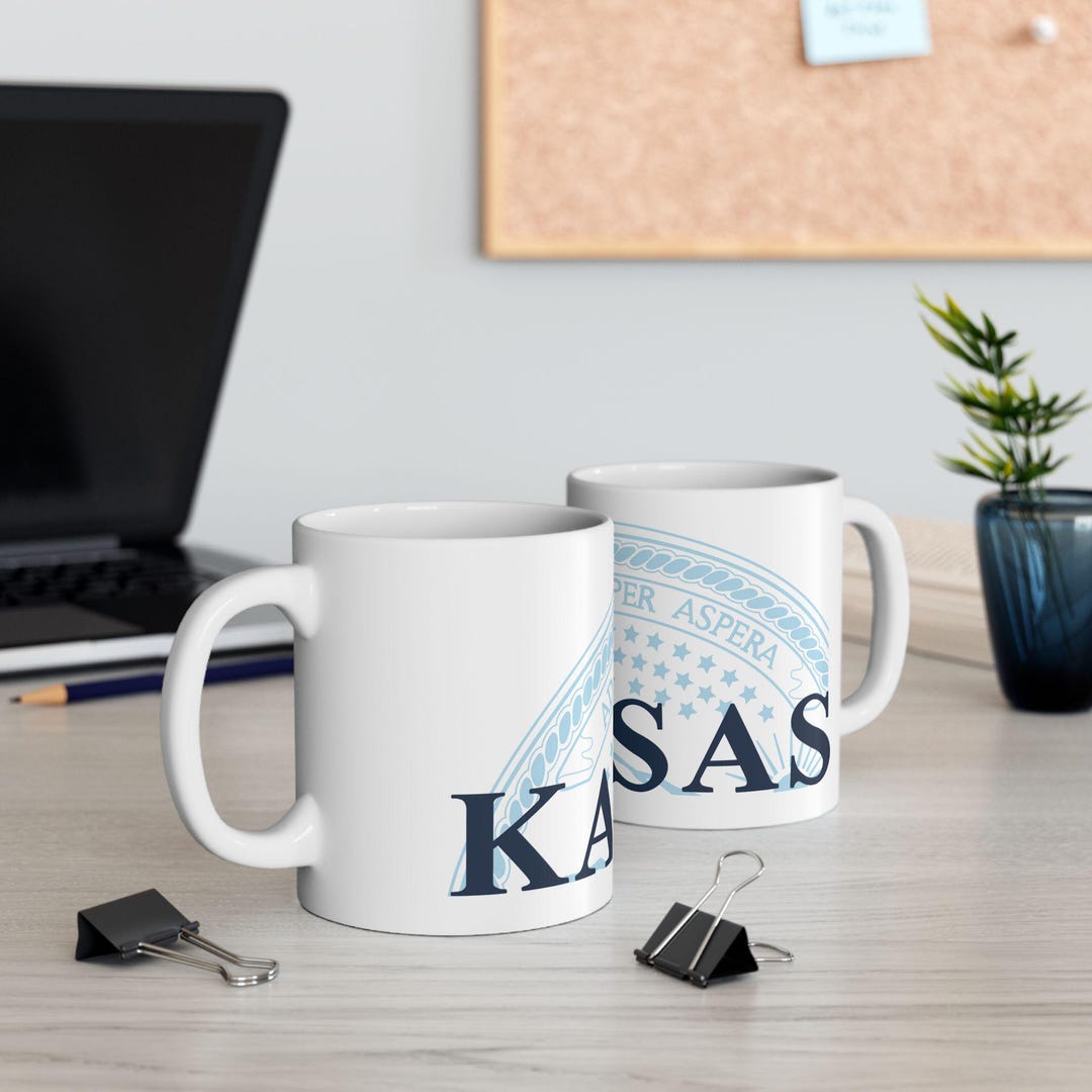 Kansas License Plate Ceramic Mug, Personalized State Souvenir Gift Cup