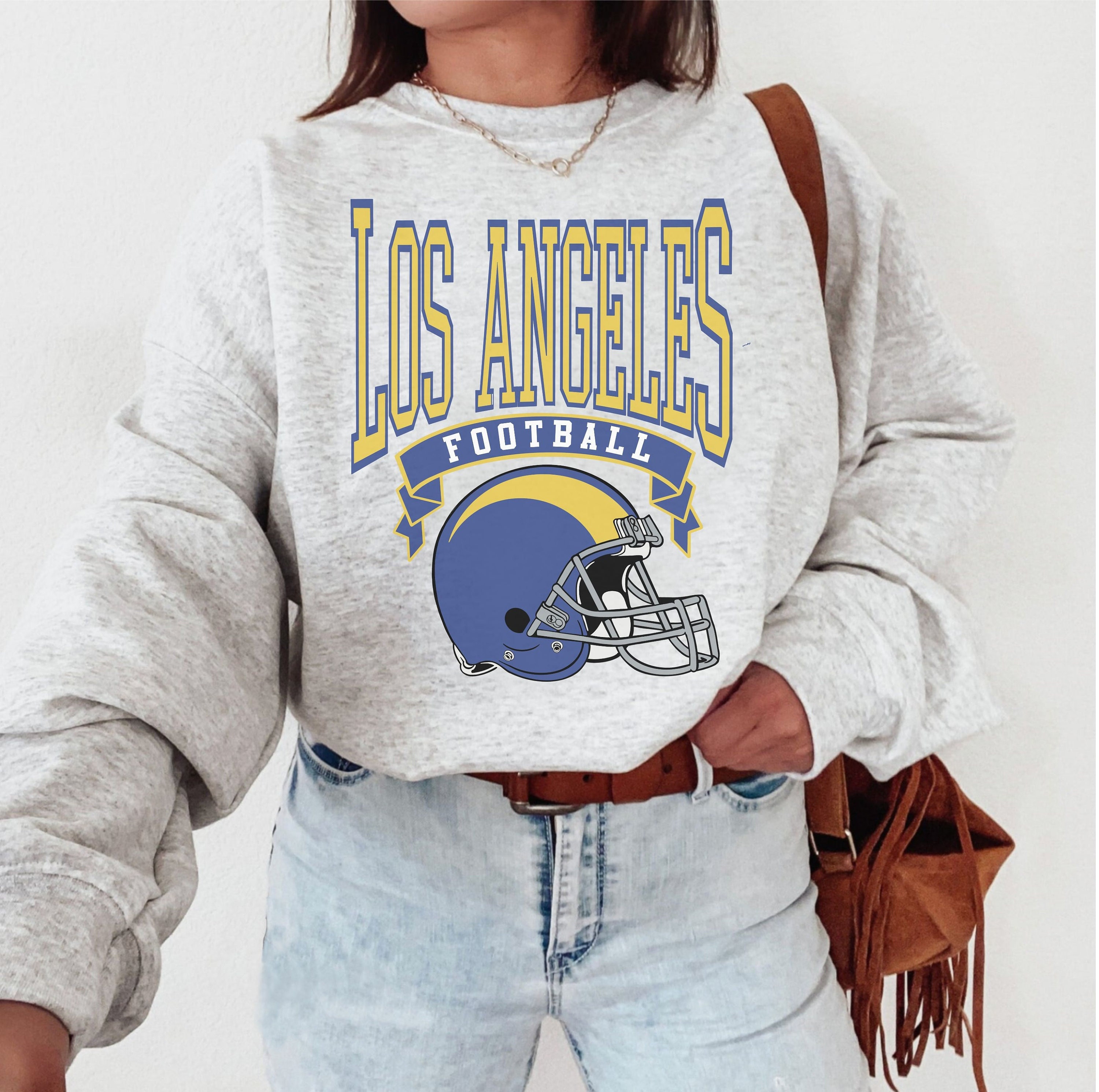 Vintage Thrift Los Angeles Rams Sweatshirt, Blue, XL