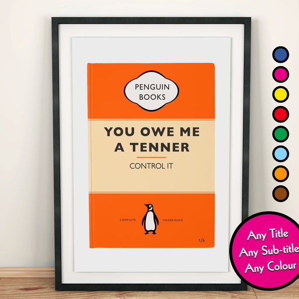 Custom Penguin Book Cover Poster | Personalised Book Print | Classic Book Poster | Property Wall Art Print, Housewarming Gift, A3, A4, A5