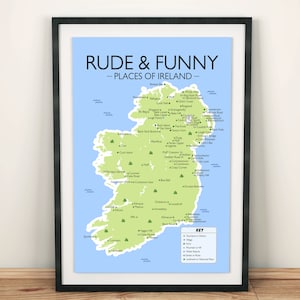 Silly & Lustige Orte in Irland Poster Wand Kunst Druck, Irish Craic, Housewarming Geschenk