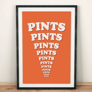Pints Pints Pints Poster Wall Art Print, Irish Print Ireland Art, Housewarming Gift