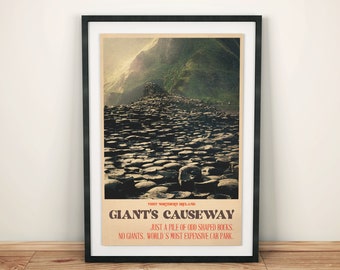 Giant's Causeway Funny Travel Poster Wall Art Print, Northern Irish Craic, Housewarming Gift