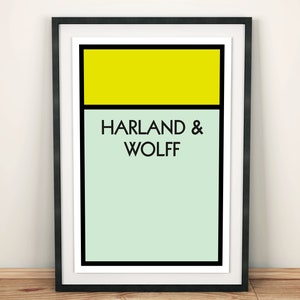 Harland & Wolff Belfast Monopoly Board Property Wall Art Print, Northern Irish Craic, Housewarming Gift, A3, A4