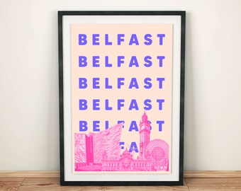 Belfast Sky Line Wall Art Print, Northern Irish Craic, Housewarming Gift