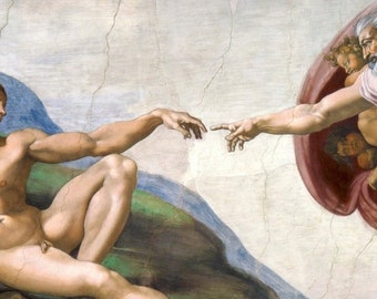 Creación de la pintura de Adán, Michelangelo Wall Art Décor, Creación de Adam Poster Print, Arte renacentista, Arte religioso, Clásico descargable