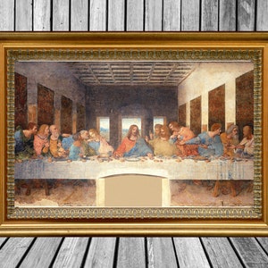 Jesus Last Supper Painting, Christian Religious Wall Art, Catholic Décor, Leonardo Da Vinci Artwork, Renaissance Art, Famous table, Digital