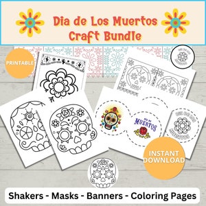Dia de los Muertos ambachtelijke bundel | Shaker-ambacht | Kinderen Dia de los Muertos| Familieactiviteit, vakantieklasambacht | Dag van het dode ambacht