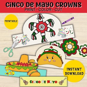 Cinco de Mayo Crowns, Fiesta Decorations, Mexican Party Hats, Fun Kids Craft