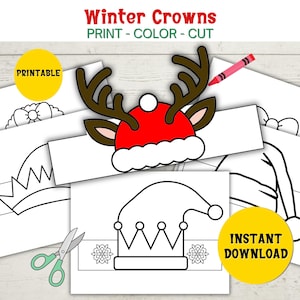 Winter Season Paper Crown Activity For Kids, Holiday DIY Printable Hat -  Kids Craft Template - Fun Holiday Classroom Activity