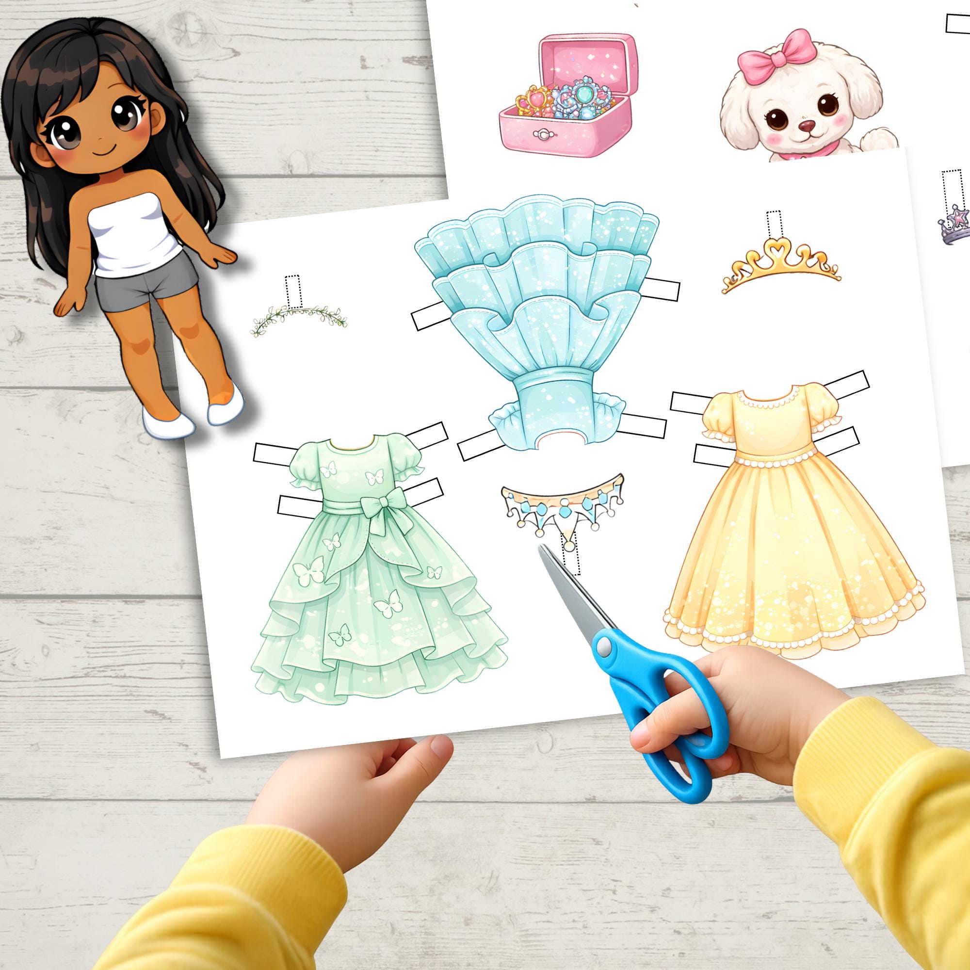 Princess Paper Doll Printable – Chibi Dress up Craft for Girls Ages 5 ...