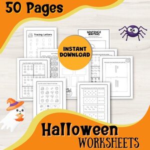 Halloween Activities for Kids | Kindergarten Worksheets | Montessori Materials | Homeschool Printable | Halloween Bundle |  Learning Pages