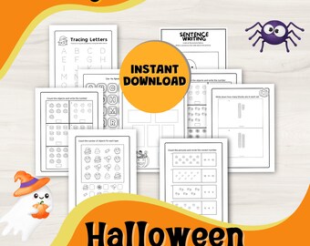 Halloween Activities for Kids | Kindergarten Worksheets | Montessori Materials | Homeschool Printable | Halloween Bundle |  Learning Pages