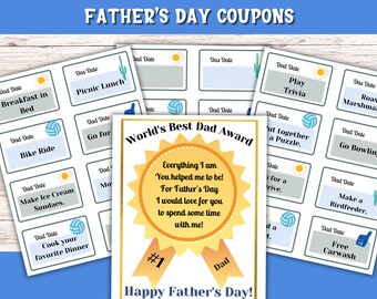 Father's Day Coupon Book Printable | DIY Father's Day Gift | Printable Dad Date Coupons for Father's Day,  Gift from Kids, Ticket for a Gift