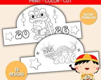 Lunar New Year Crown Craft - Chinese Zodiac Headband - Fun Kids Activity - Year of the Horse Printable