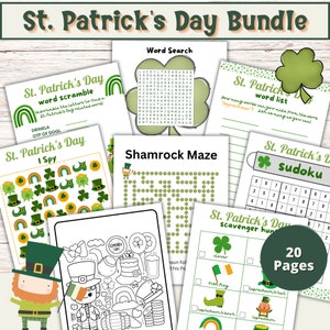 St. Patricks Day Activities| St Patricks Day Games | Family Games |  St Patrick&#39;s Day Printable Games For Kids | Shamrock Coloring