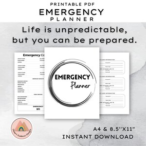Emergency Planner | Emergency Binder Printables PDF | Family Emergency Binder | Printable What If Planner
