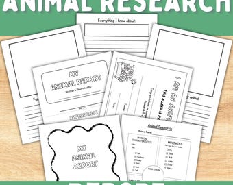 Plantilla de informe de investigación sobre animales - Proyecto de informe sobre animales para niños - Hoja de trabajo imprimible para niños - Plantilla de proyecto científico - Aprendizaje divertido