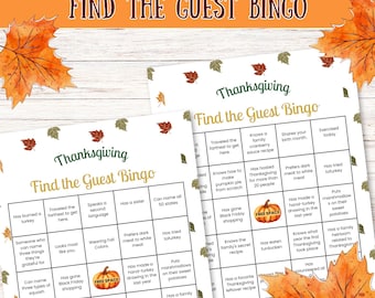 Thanksgiving Find the Guest Bingo Game | Fun Icebreaker for Thanksgiving Gatherings