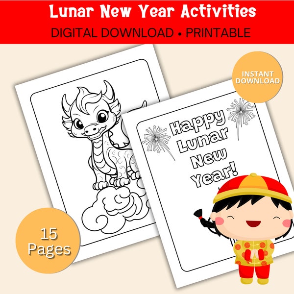 Lunar New Year Coloring and Activities |  Family Activity, Classroom Craft | Lunar New Year Fortune Teller | Chinese New Year Coloring