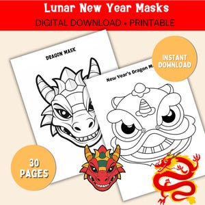 2025 chinese new year coloring pages year dragon mask