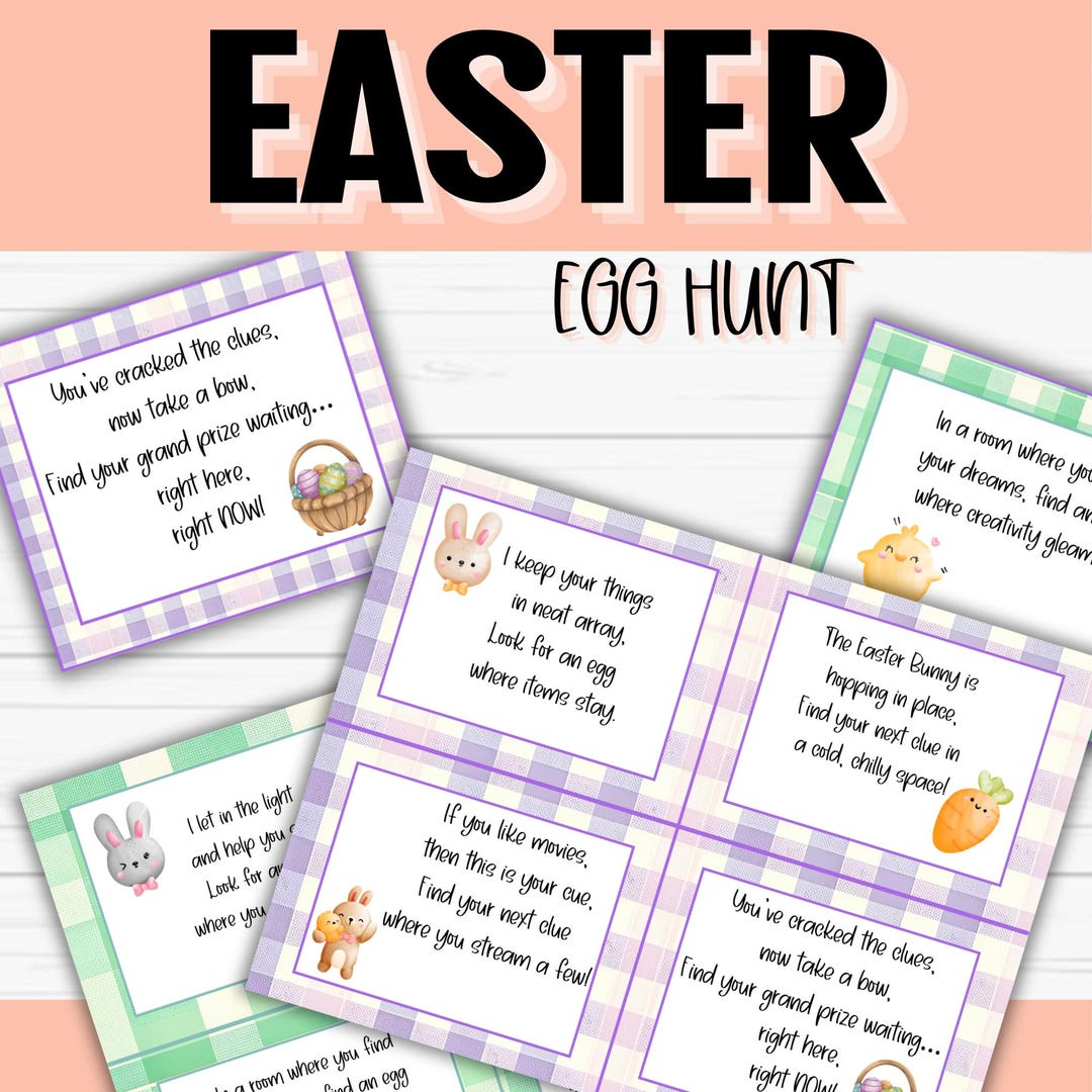 Printable Teen Easter Egg Hunt Clues, Unique Scavenger Hunt for Teens ...