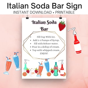 Italian Soda Bar Sign | Dirty Soda Printable | Make Your Own Soda Station | Summer Party Bar Sign