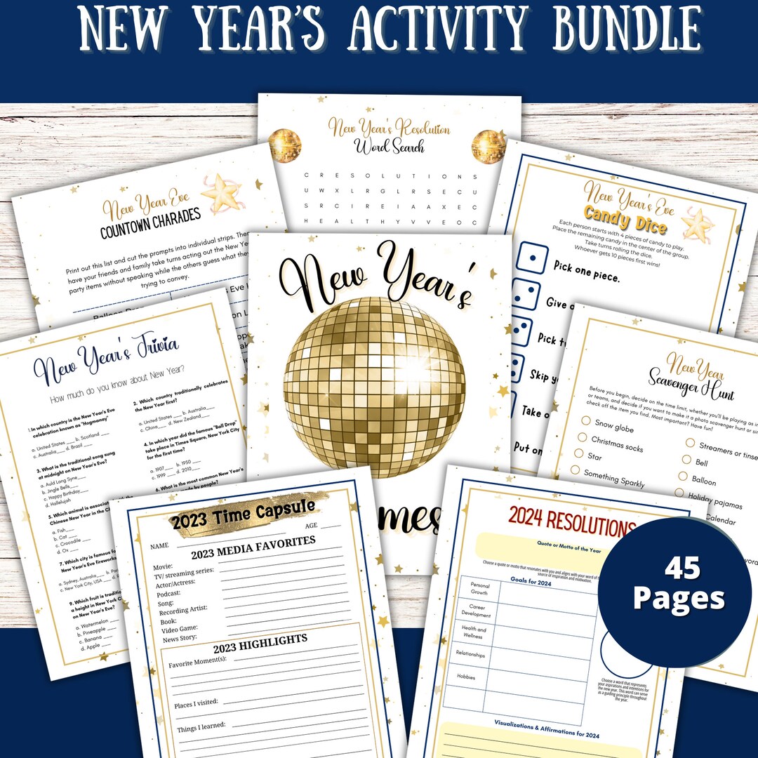New Years Activity Bundle | New Years Party Games | Printable New Year ...