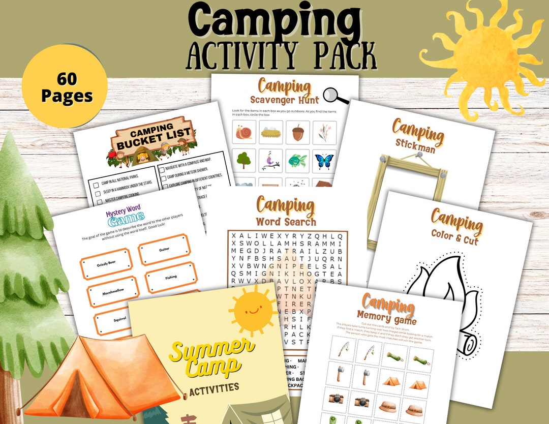 Camping Activity Bundle Printable | Kids Camping Games | Camp Coloring ...