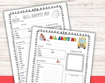 All About Me Worksheet | Back to School Activity | Printable Student Template | First Week of School PDF