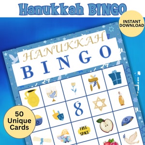 Hanukkah BINGO Game for Kids and Adults | Hanukkah Games | Hanukkah Kids | Chanukah Printable | Chanukah Bingo | Chanukah Activity