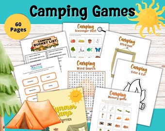 Camping Game Printables, Fun Outdoor Activities for Kids, Printable Family Games, Summer Camp Fun Ideas, Youth Group & Classroom Activities
