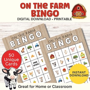 On the Farm Bingo | Barnyard Bingo Game | Farm Games for Kids | Barnyard Birthday