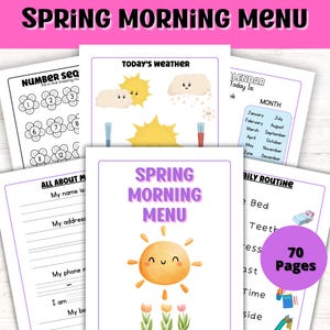 Spring Morning Menu, Preschool Learning Activities, Homeschool Resources, Morning Basket, Educational Worksheets, Seasonal Learning
