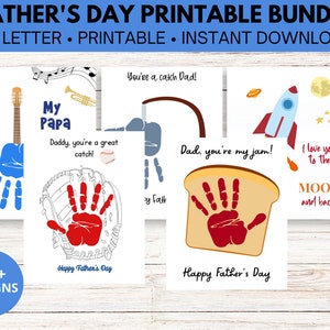 Father's Day Handprint Craft Bundle | Kids Handprint Art | Dad Keepsake Gift | Handprint Craft for Kids | Grandpa Handprint Art