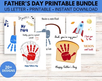 Father's Day Handprint Craft Bundle | Kids Handprint Art | Dad Keepsake Gift | Handprint Craft for Kids | Grandpa Handprint Art