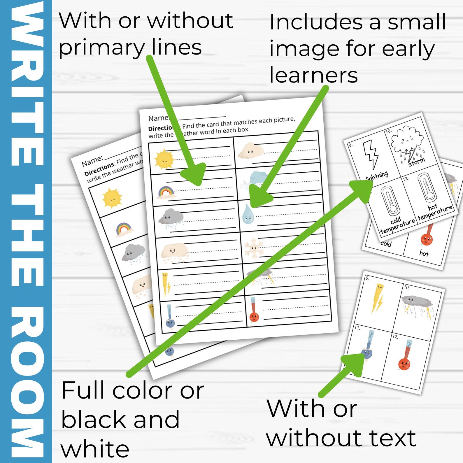 Weather Write the Room | Printable Weather Vocabulary Activity for Kids ...