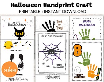 Halloween Handabdruck Handabdruck ausdruckbare Halloween Illustration für Kinder – lustiges Halloween-Andenken – sofortiger Download