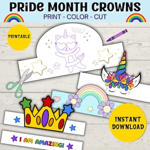 Pride Month Printable Crown Craft | DIY Celebration Craft | LGBTQ+ Pride Activity | Rainbow Crown