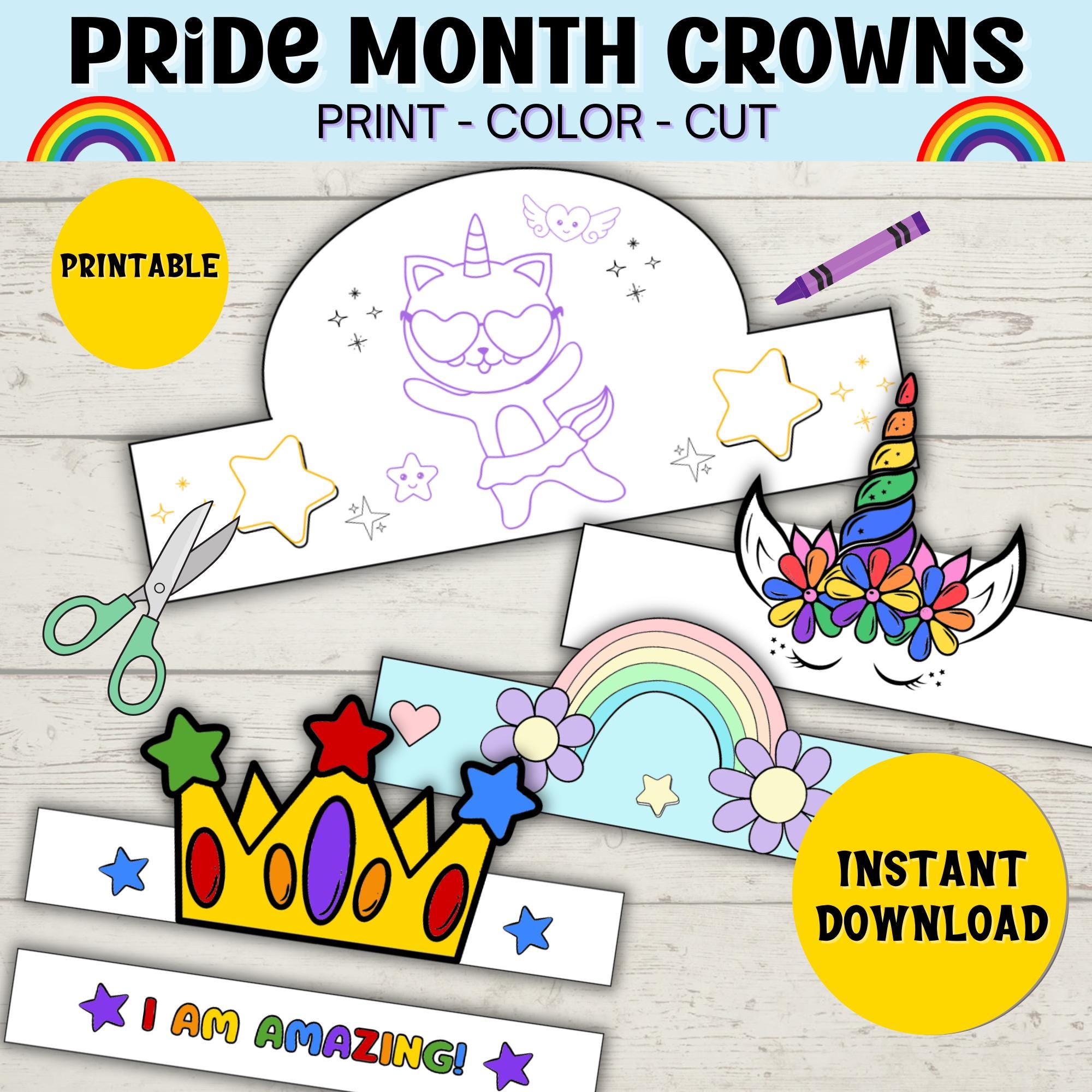 Pride Month Printable Crown Craft | DIY Celebration Craft | LGBTQ+ ...
