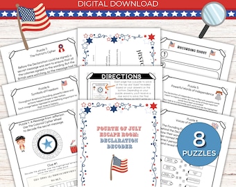 Escape Room com Decodificador de Declaração | Jogo de História para Imprimir | Quebra-cabeças da Revolução Americana para Crianças | Atividade de História sem Preparação em PDF