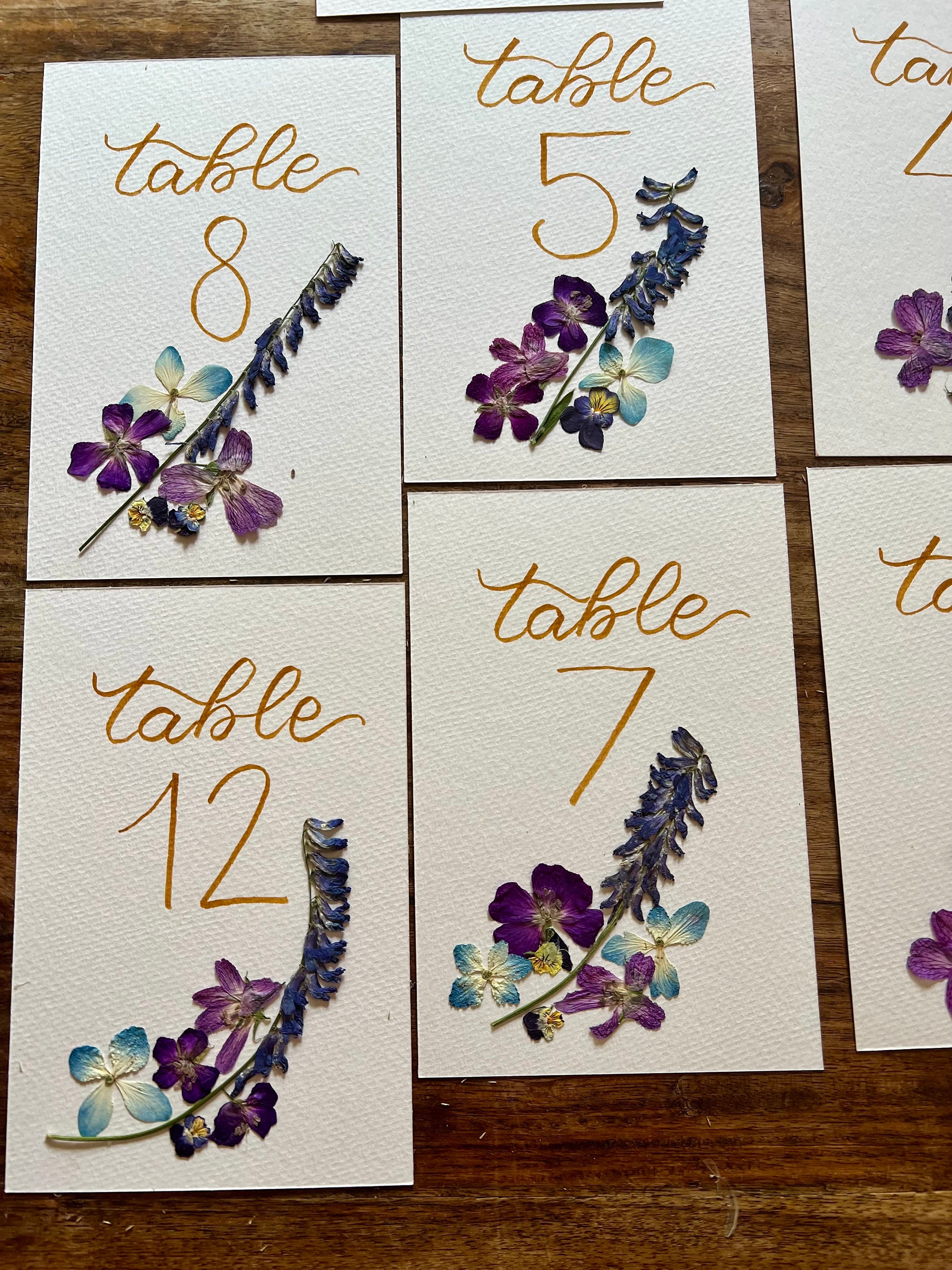 Pressed Flower Table Numbers Etsy