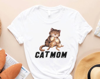 Camiseta para mamá gata: divertida camiseta para amantes de los gatos, regalo para mamá gata, linda camiseta gráfica para mamá gata