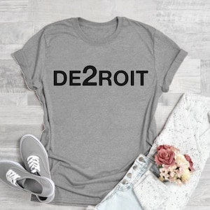 DE2ROIT T-shirt léger sérigraphié drôle - T-shirt unisexe graphique personnalisé lifestyle, sweat à capuche pour couple, T-shirt sweat-shirt Detroit