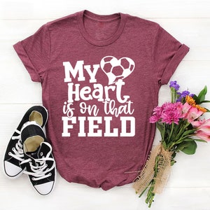 My Heart Is On Printed T-Shirt - Trendy Graphic Casual Soft Stuff Tee - Fashionable Round Neck Summer Custom Cotton Tees