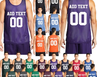 Maglia da basket personalizzata - Maglia in rete con nome e numero della squadra personalizzati, uniforme da basket reversibile per adulti, maglia da squadra sportiva personalizzata