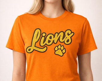 Lions-tröja med tassavtryck, Lions lagandatröja, skolmaskot Lions-luvtröja, matchdags-Lions-tröja, söt sportfan-tröja